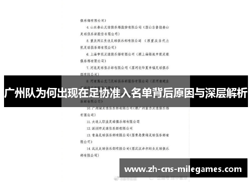 广州队为何出现在足协准入名单背后原因与深层解析